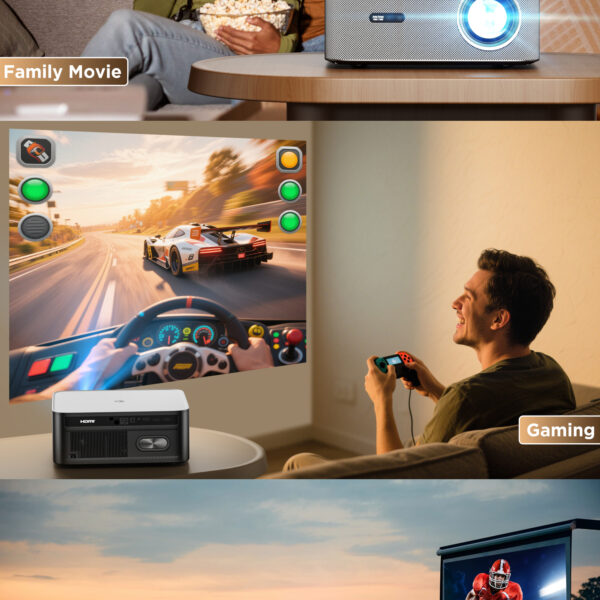 High Vision AMC5-4K HDR10, AVI,20000 Lumen & HDMI ARC) Projector 4K Ultra HD True Support,1080p Native, Auto Focus Auto Keystone, Optical Audio Out, YouTube Hotstar Prime, Android 11 2GB 32G